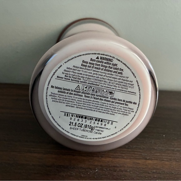 LARGE WoodWick Pink Candle Sheer Tuberose scented - Picture 3 of 4